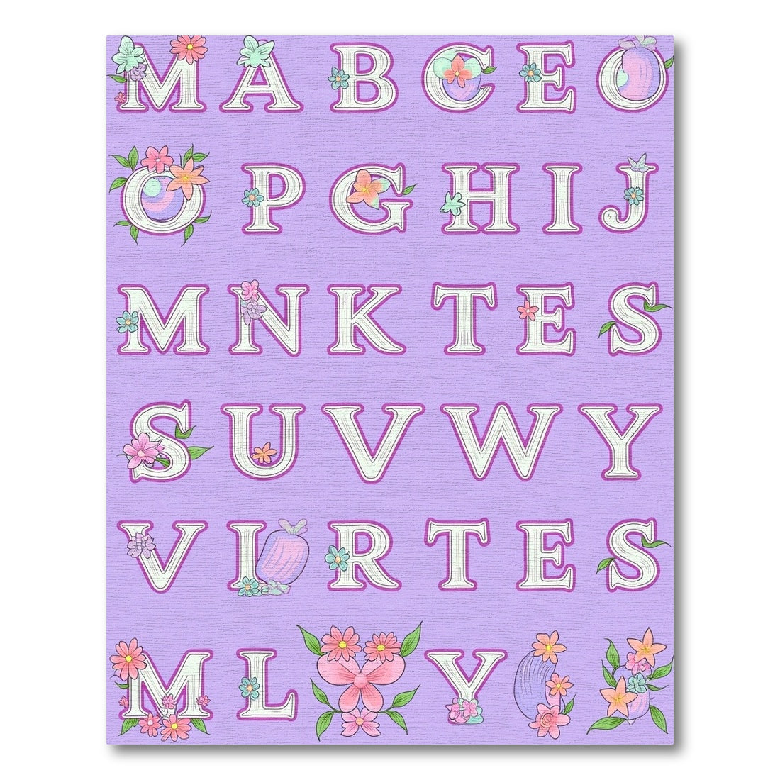Floral Alphabet Monogram Lavender Rug
