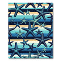 Coastal Blue Starfish Striped Rug
