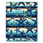 Coastal Blue Starfish Striped Rug