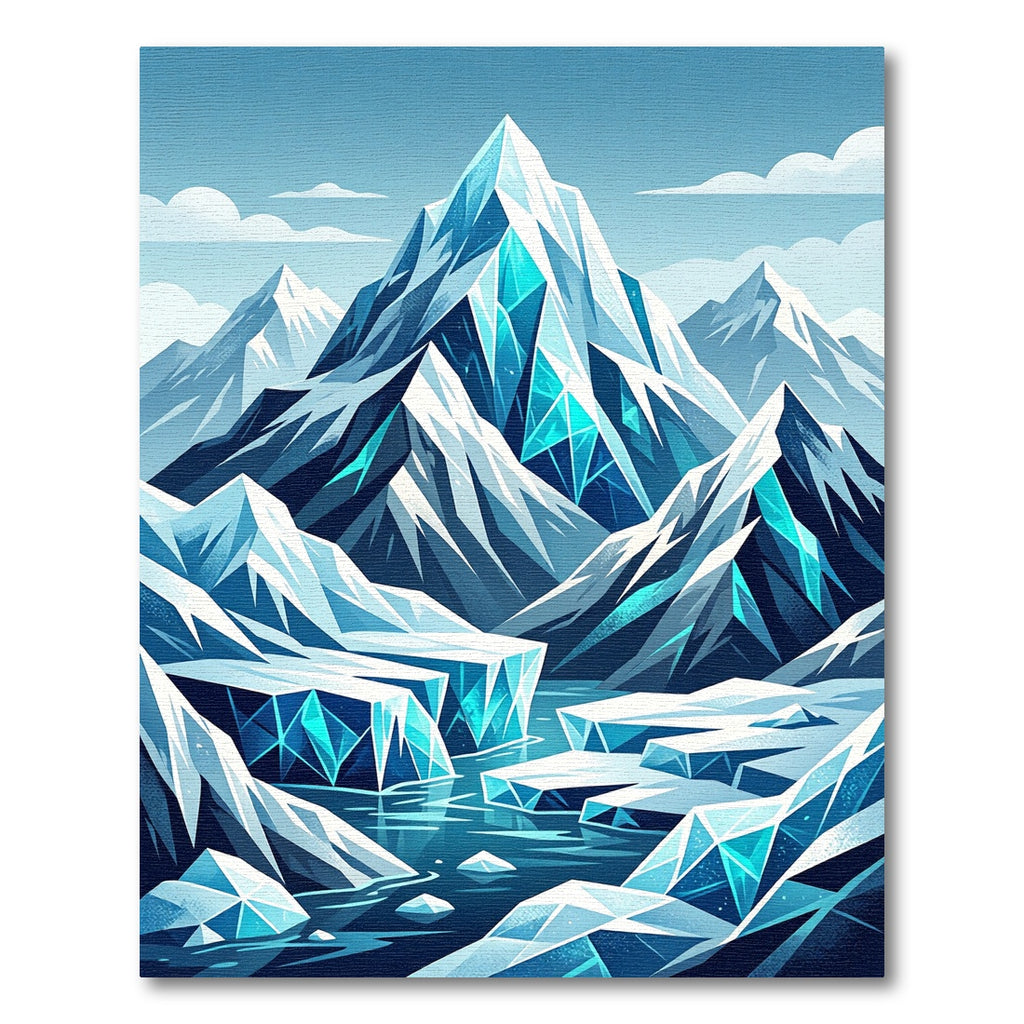 Ice Crystal Mountain Peak Landscape Rug