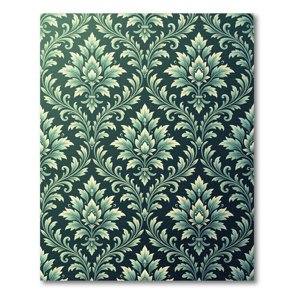 Emerald Floral Damask Medallion Rug