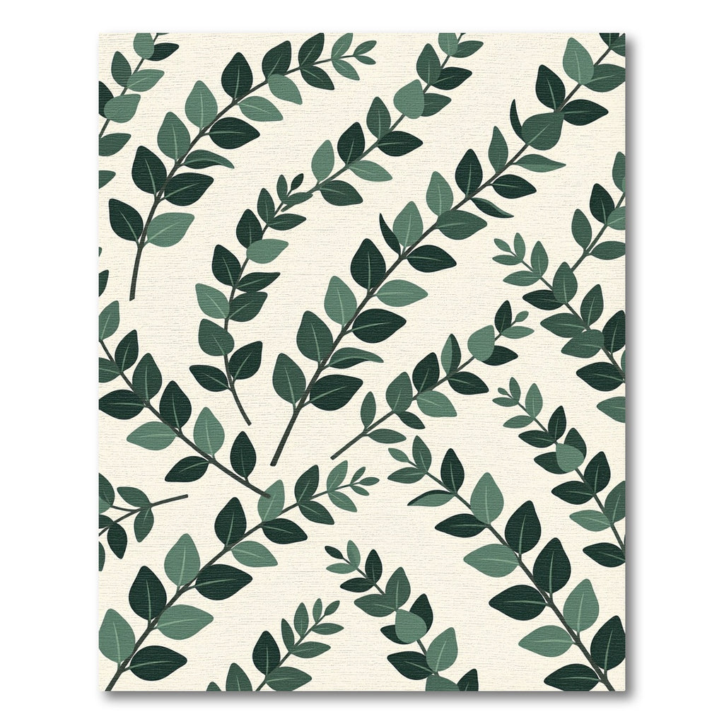 Earthy Green Leafy Branches Rug