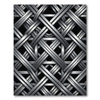 Metallic Silver Interlocking Geometric Weave Rug