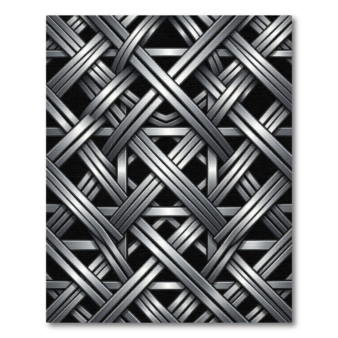 Metallic Silver Interlocking Geometric Weave Rug