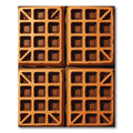 Golden Waffle Grid Geometric Squares Rug