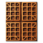 Golden Waffle Grid Geometric Squares Rug