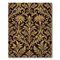 Ornate Gold Damask Palm Leaf Black Rug