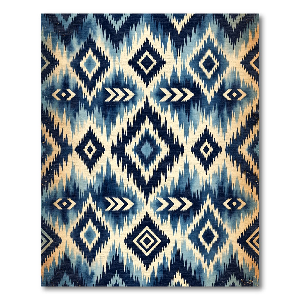 Navy Blue Geometric Aztec Diamond Rug