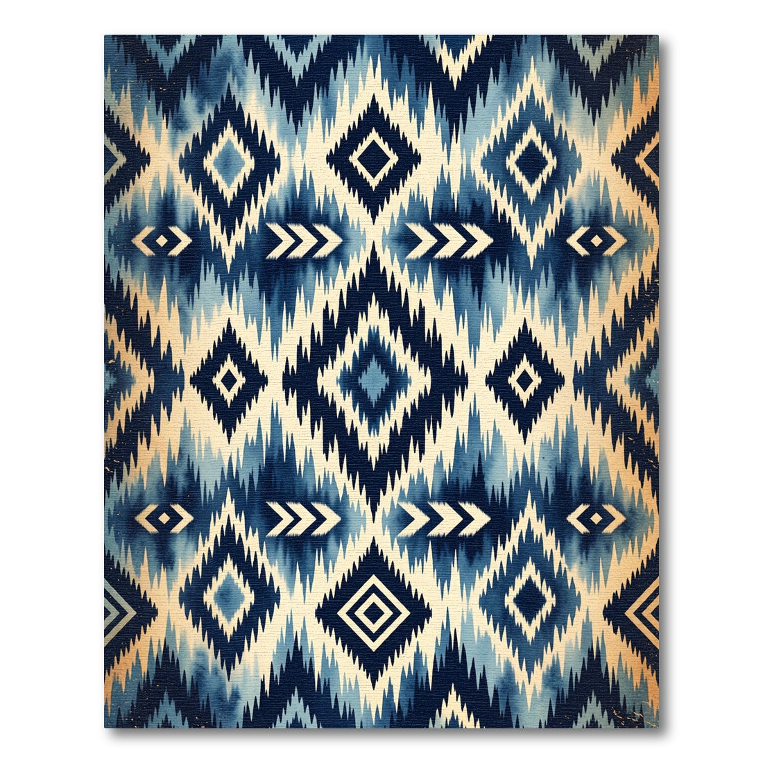 Navy Blue Geometric Aztec Diamond Rug