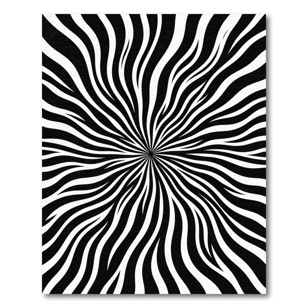 Bold Black and White Optical Wave Rug