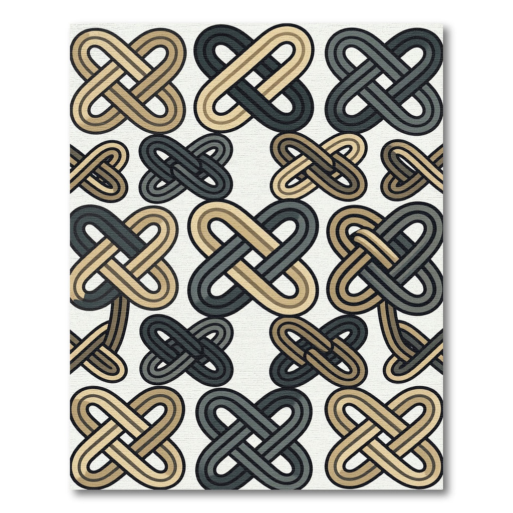 Interlocking Taupe and Charcoal Modern Knot Rug