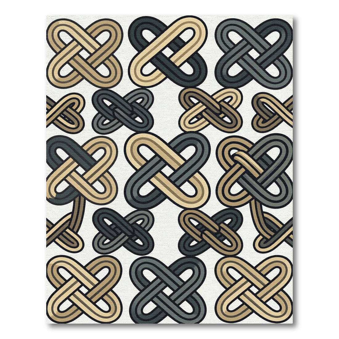 Interlocking Taupe and Charcoal Modern Knot Rug