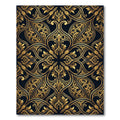 Gilded Black Ornate Scrollwork Rug