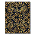 Gilded Black Ornate Scrollwork Rug