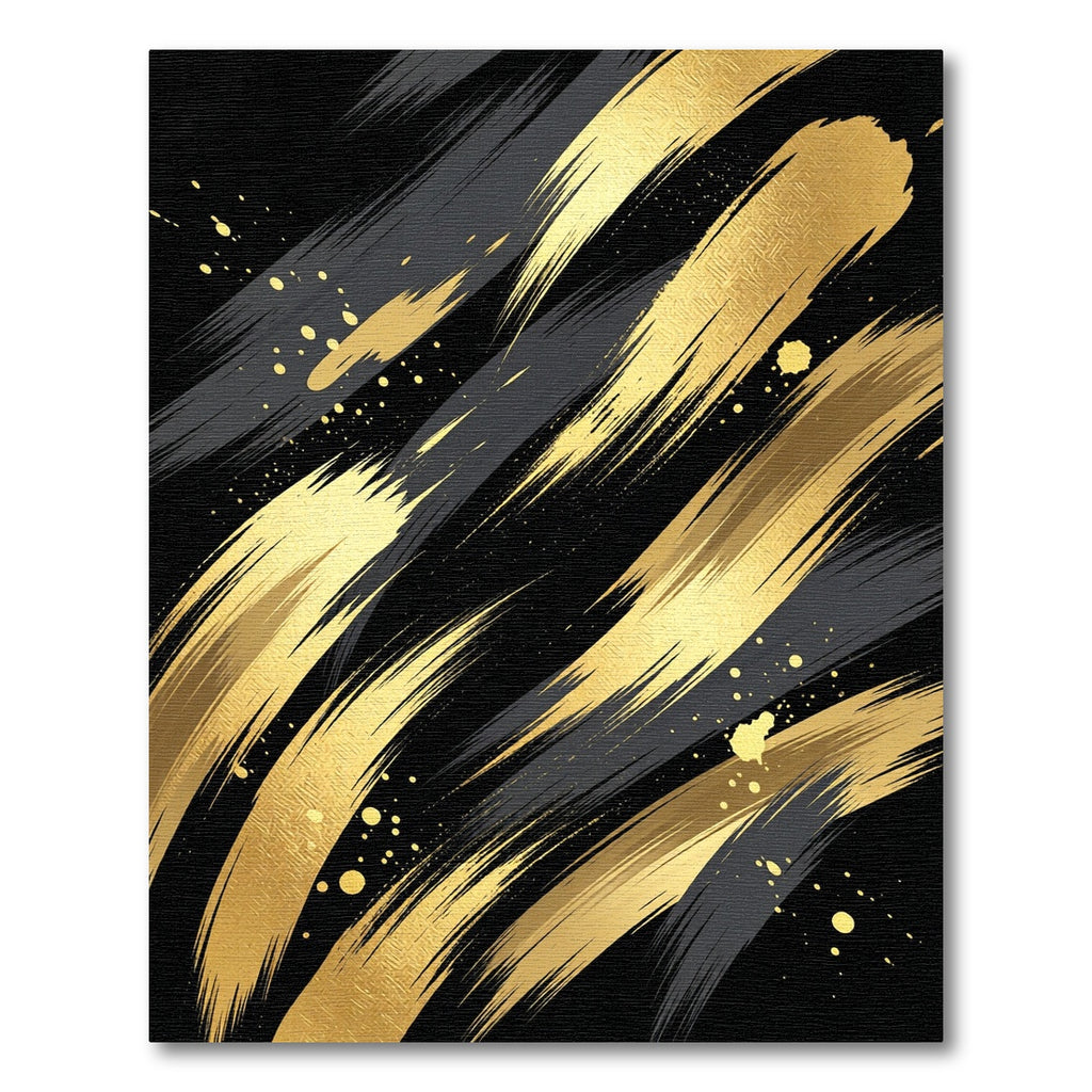 Bold Gold Gray Brush Stroke Rug