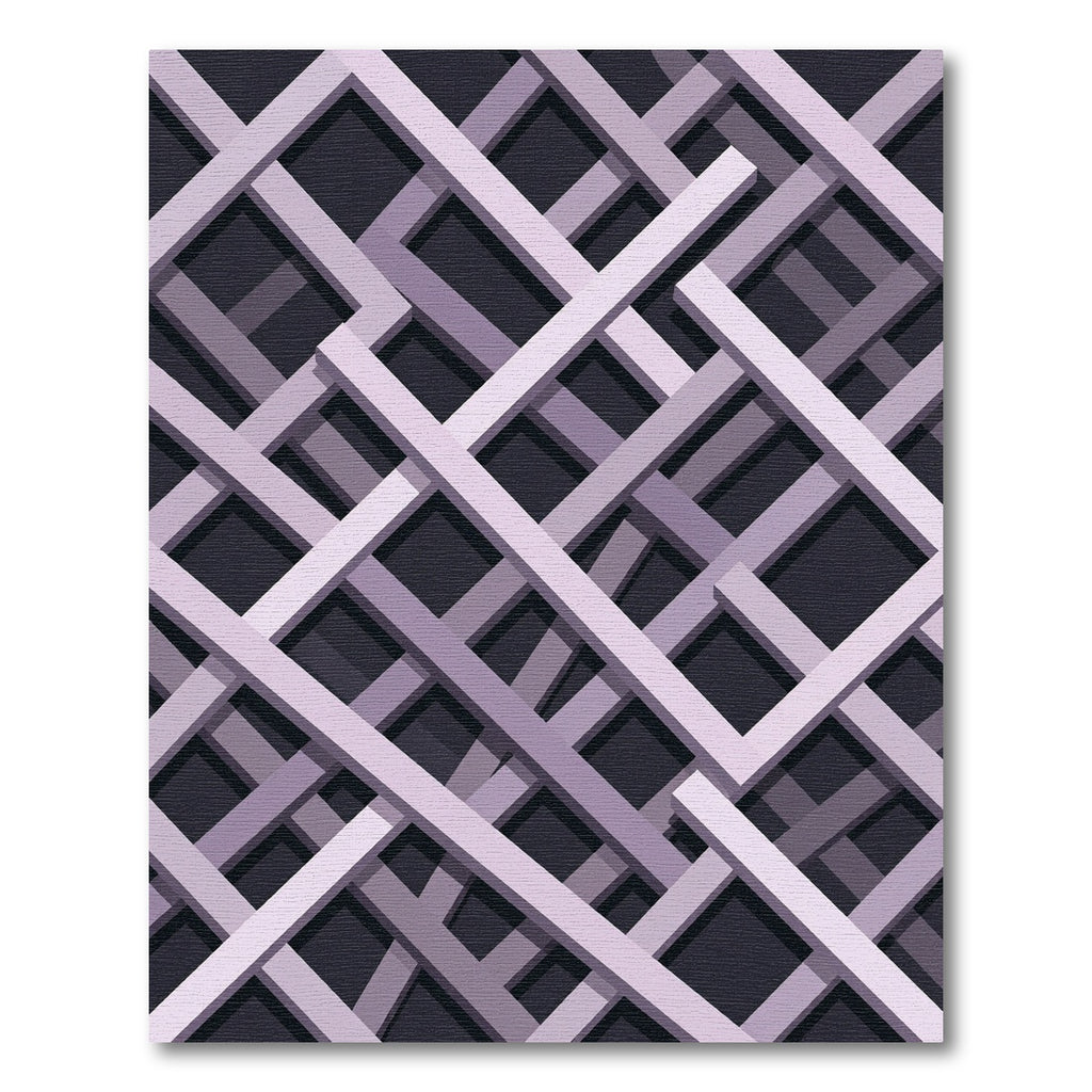 Modern Lavender Geometric Interlocking Grid Rug