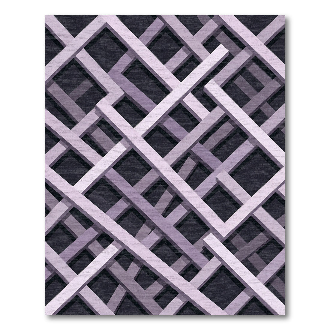 Modern Lavender Geometric Interlocking Grid Rug
