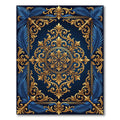 Royal Navy Blue Golden Baroque Medallion Rug