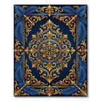 Royal Navy Blue Golden Baroque Medallion Rug