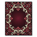 Elegant Crimson Ivory Damask Scroll Rug