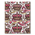 Royal Pink Gold Crown Floral Ribbons Rug