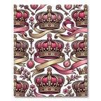 Royal Pink Gold Crown Floral Ribbons Rug