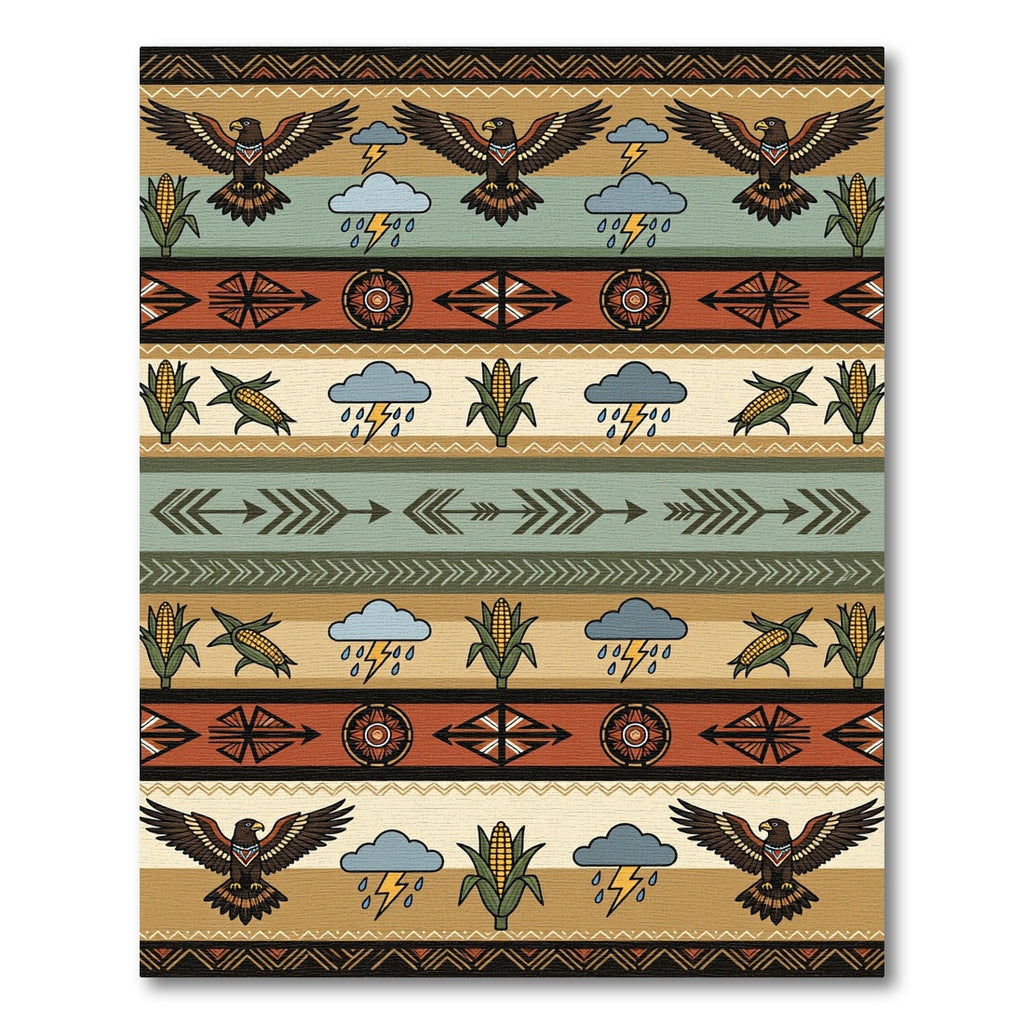 Earthy Southwestern Eagle Corn Weather Stripe Rug