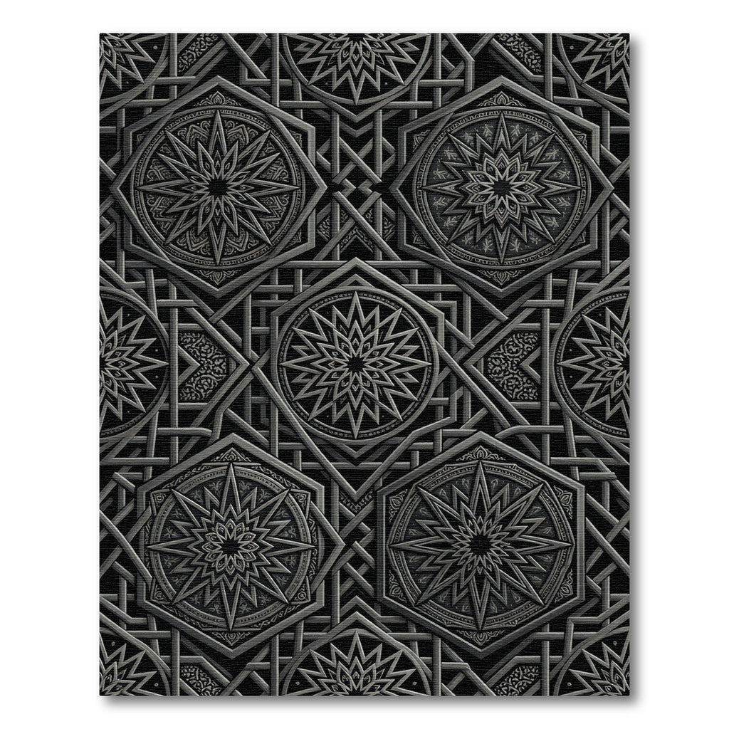 Monochromatic Geometric Star Mandala Rug