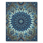 Elegant Azure Floral Medallion Rug
