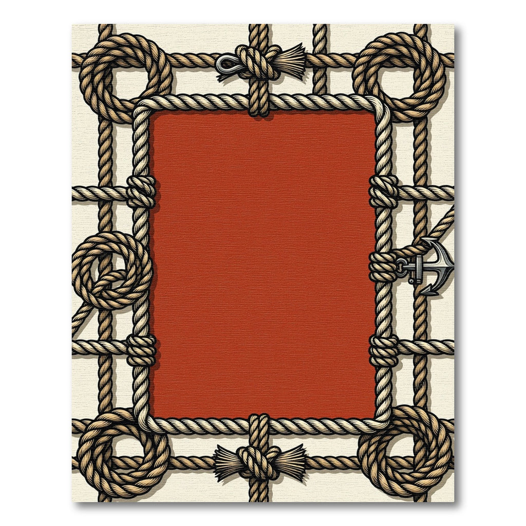 Nautical Rope Knot Frame Tan Rug