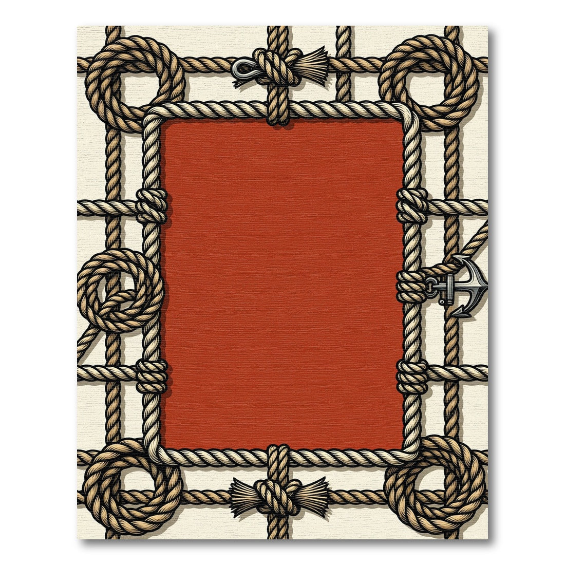 Nautical Rope Knot Frame Tan Rug