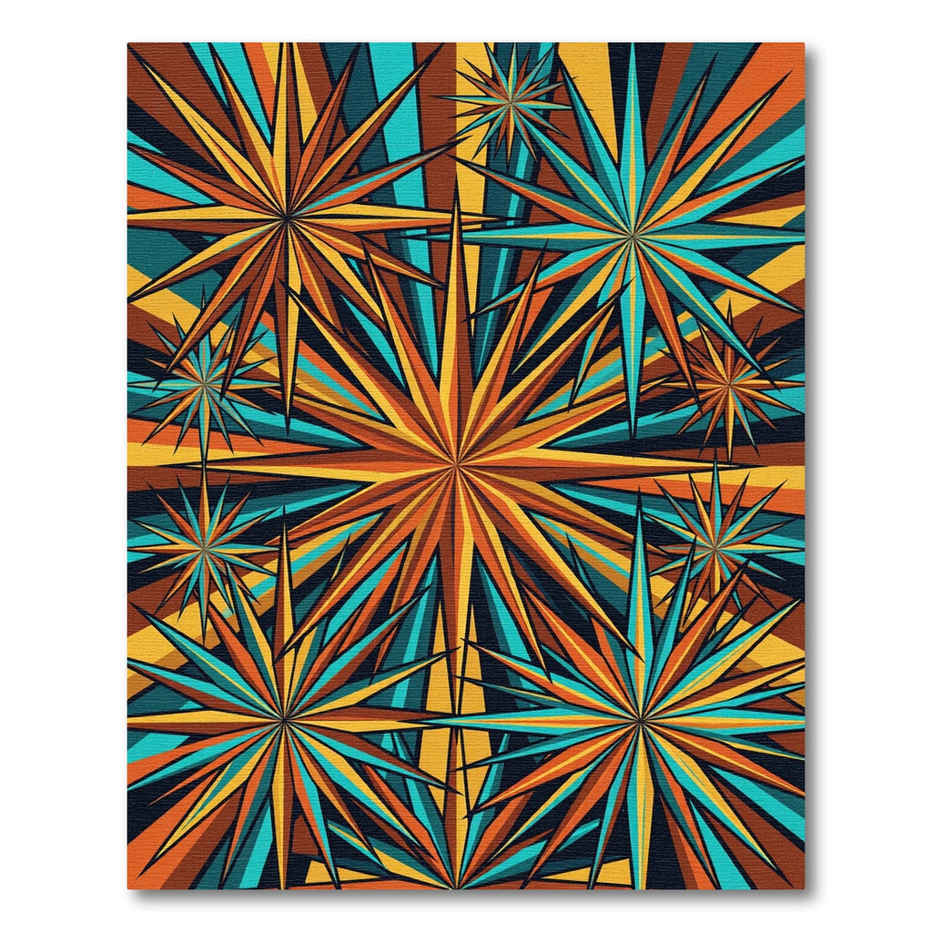 Retro Mid Century Colorful Starburst Rug