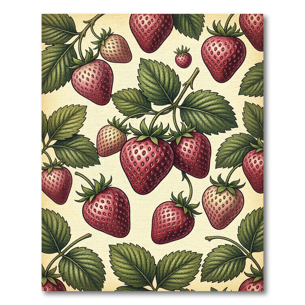 Vintage Botanical Crimson Strawberry Harvest Rug