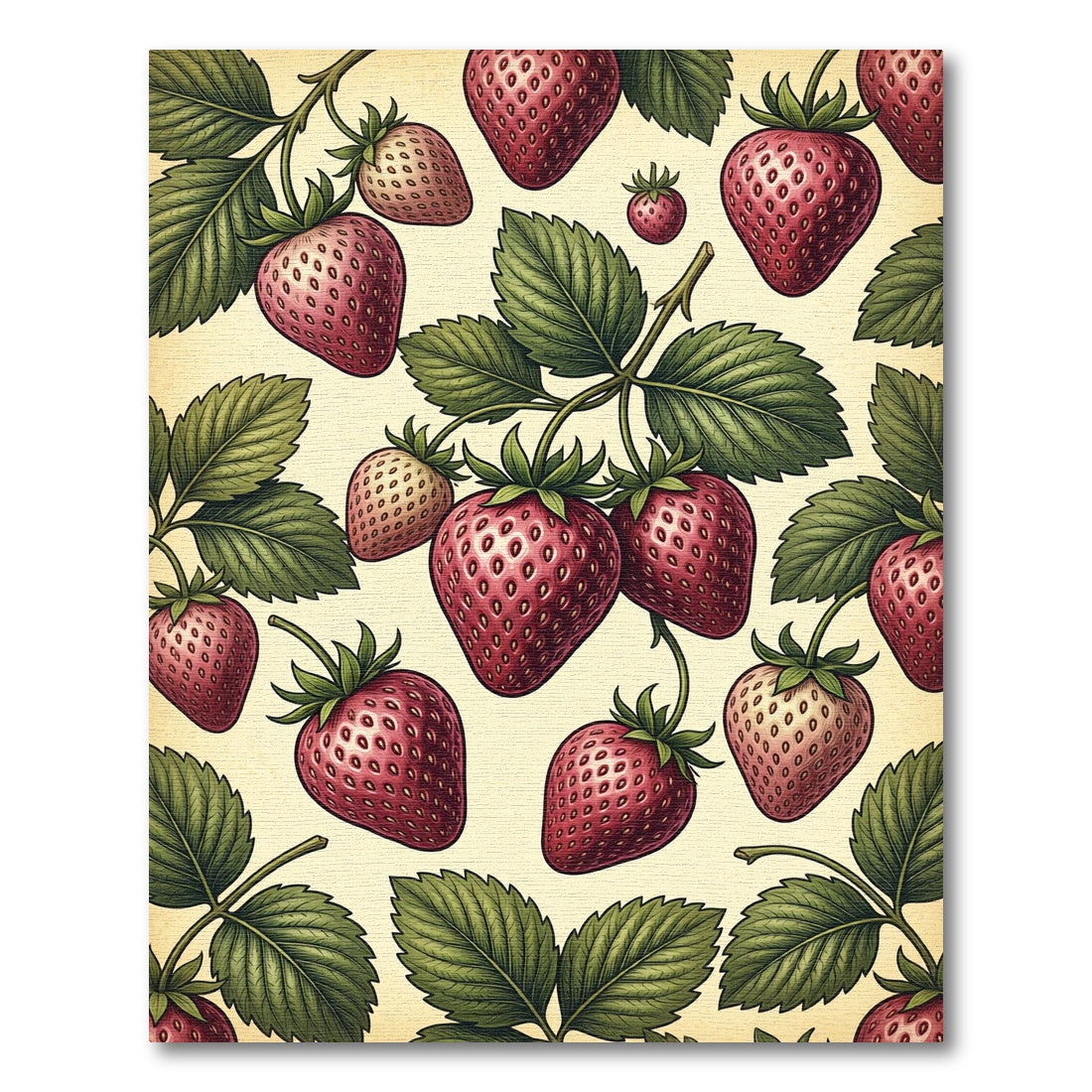 Vintage Botanical Crimson Strawberry Harvest Rug