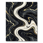 Black and White Marble Swirl Gold Overlay Rug