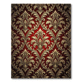 Ornate Red Gold Damask Scroll Rug