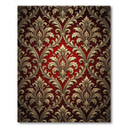 Ornate Red Gold Damask Scroll Rug