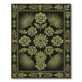 Olive Green Floral Fan Border Rug