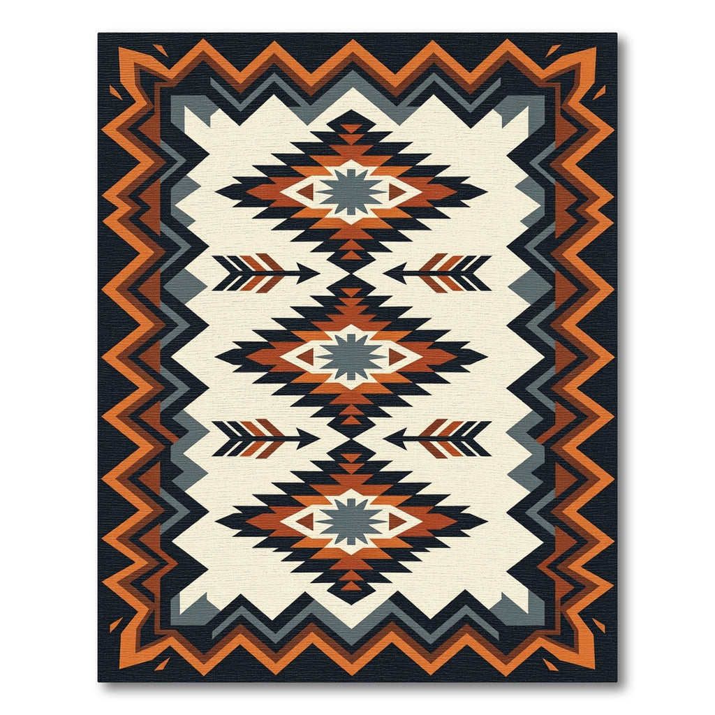 Bold Orange Geometric Arrow Rug