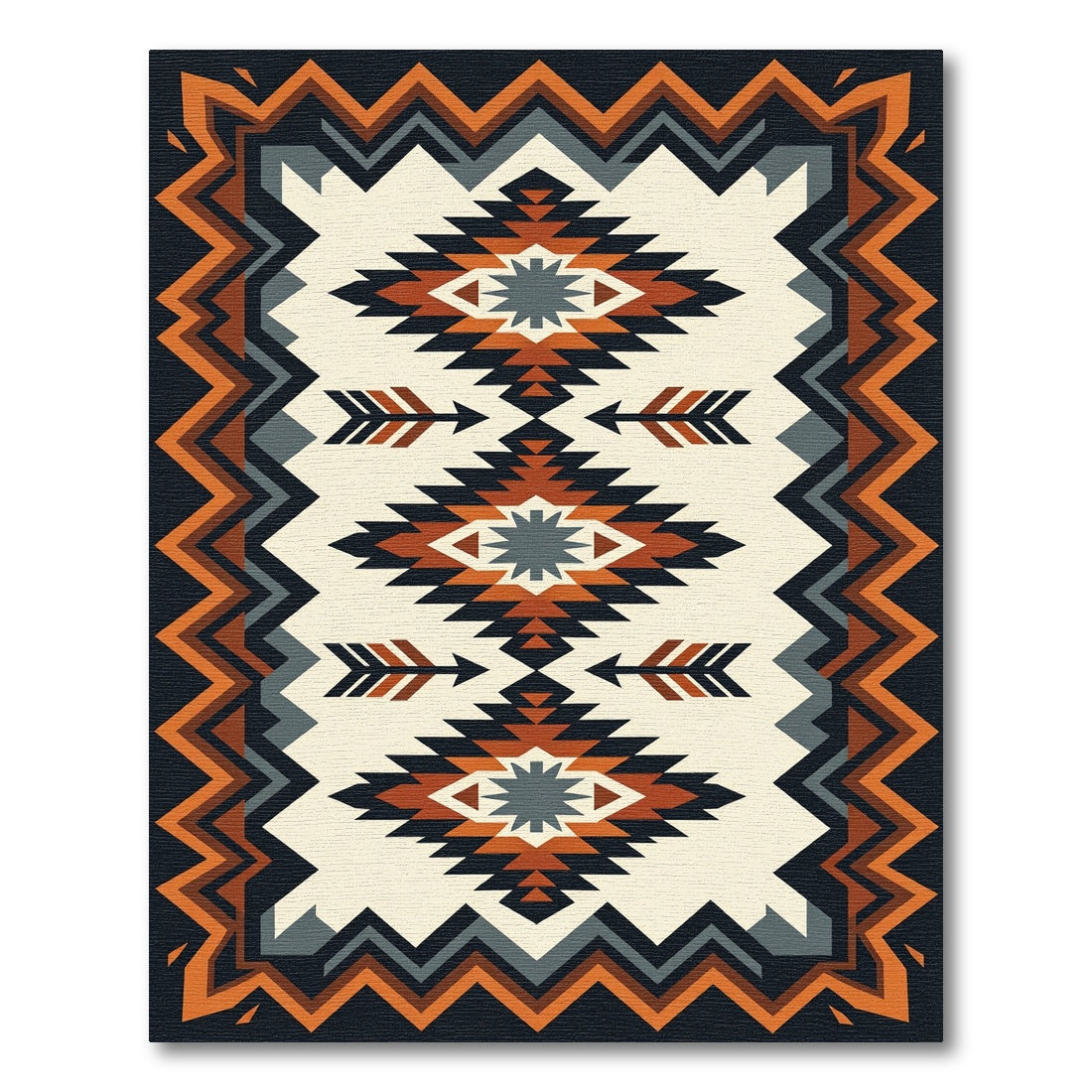 Bold Orange Geometric Arrow Rug