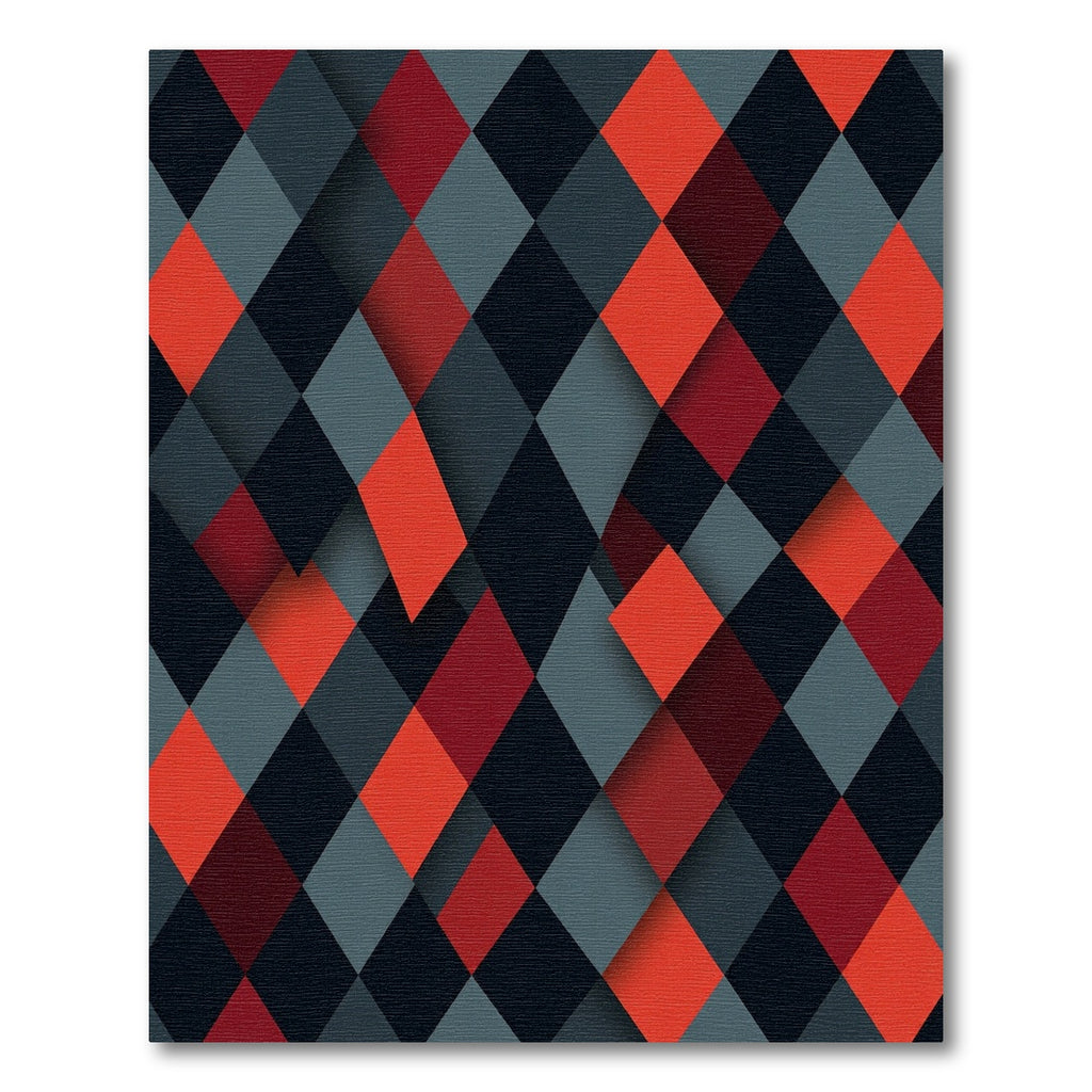 Crimson Blue Diamond Overlap Rug