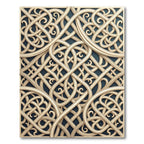 Golden Interwoven Lattice Scroll Cream Dark Rug