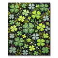 Whimsical Green Botanical Lucky Clover Field Rug