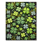 Whimsical Green Botanical Lucky Clover Field Rug