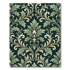 Elegant Sage Green Baroque Scroll Rug