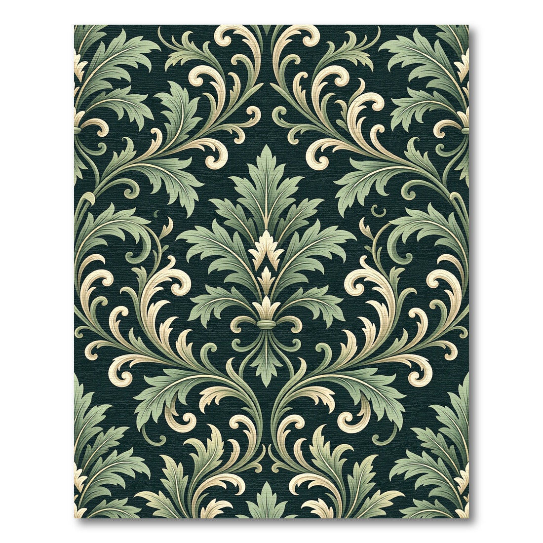 Elegant Sage Green Baroque Scroll Rug
