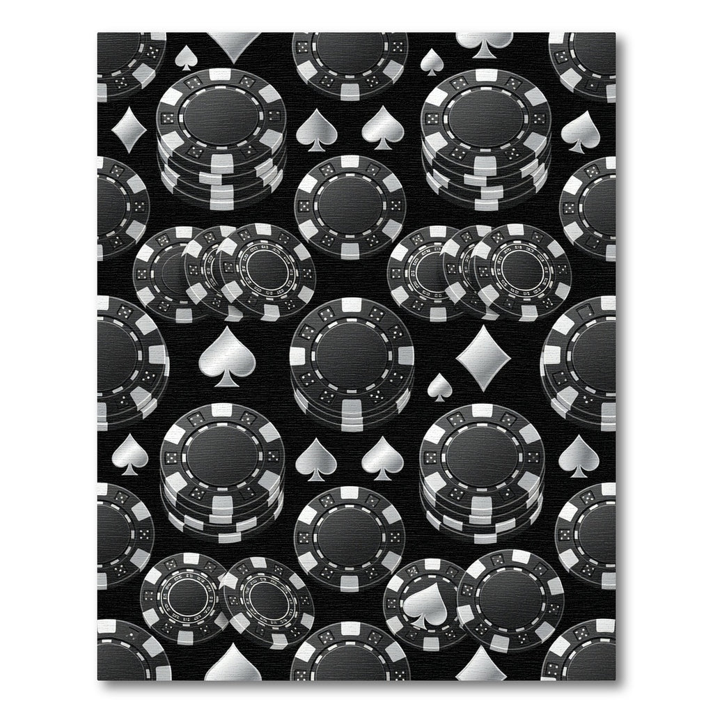 Monochrome Casino Chip Playing Card Suit Rug