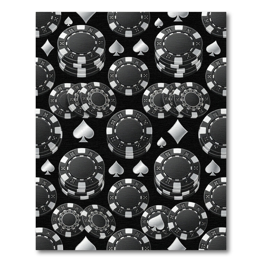 Monochrome Casino Chip Playing Card Suit Rug