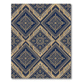 Royal Blue Golden Filigree Diamond Damask Rug