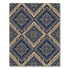 Royal Blue Golden Filigree Diamond Damask Rug